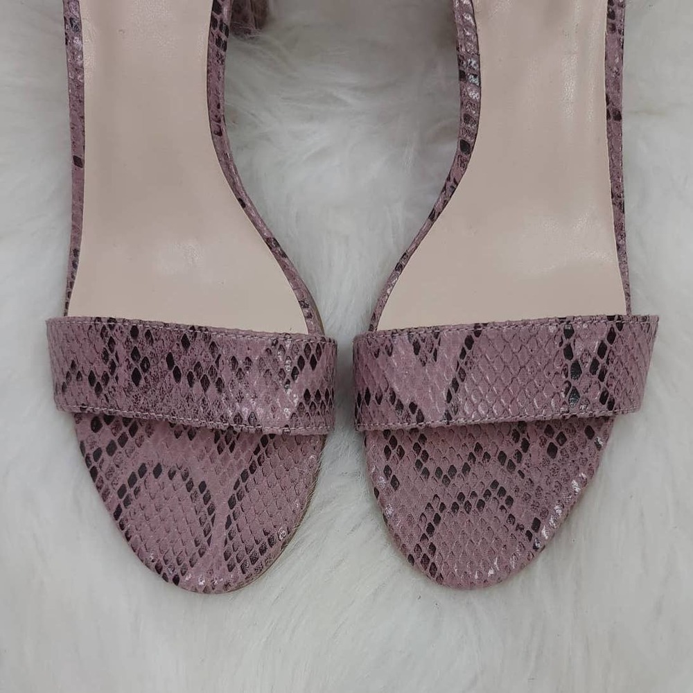 Bandolino Mauve Snakeskin Block Heel Sandals - Picture 5 of 7